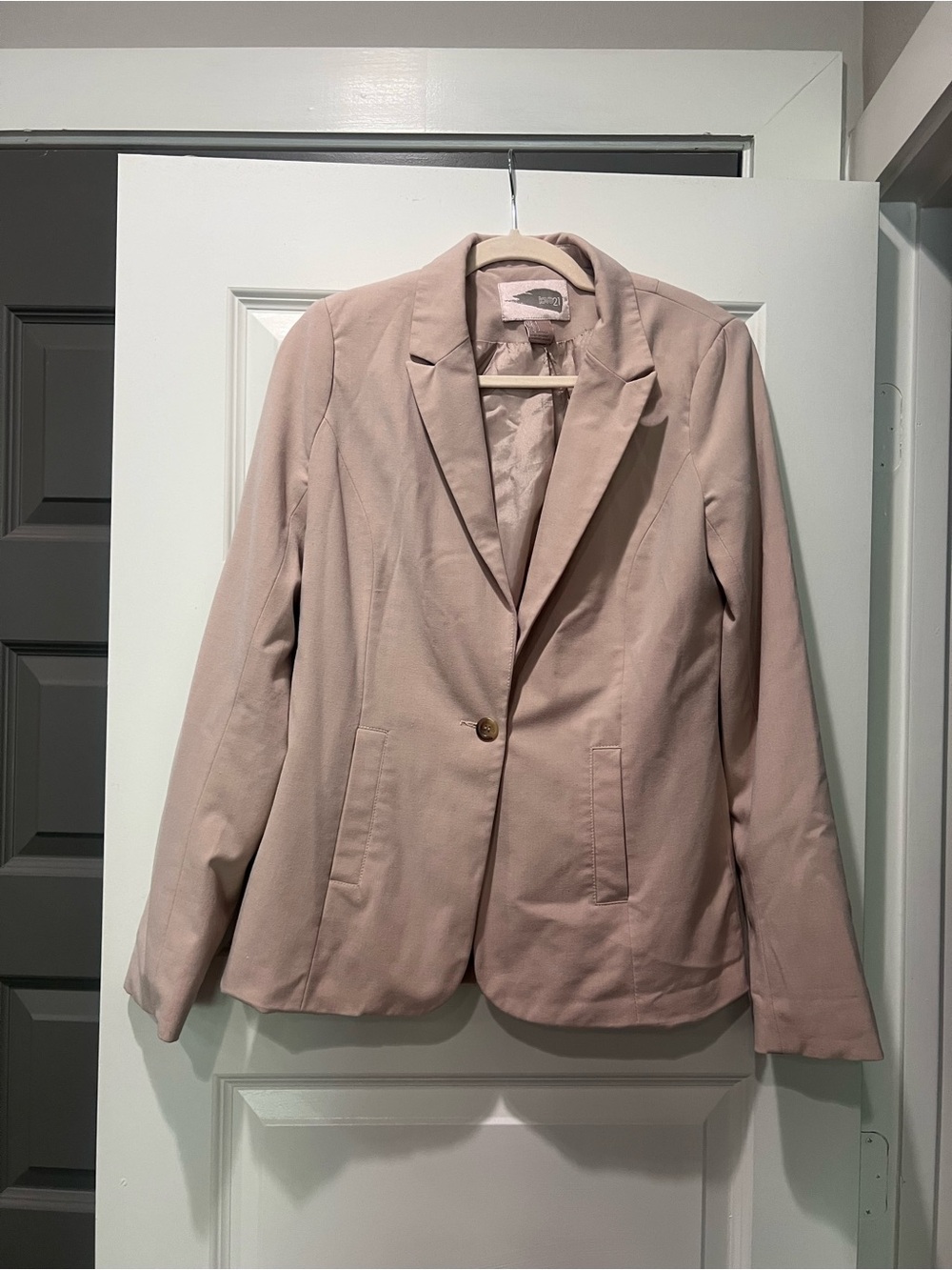 Women's Button Blazer - Light Blush Pink
